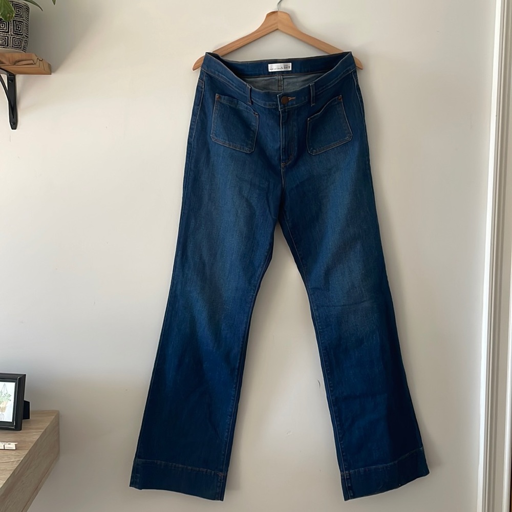 Ann Taylor Loft High Waisted Wide Leg Denim Trouser